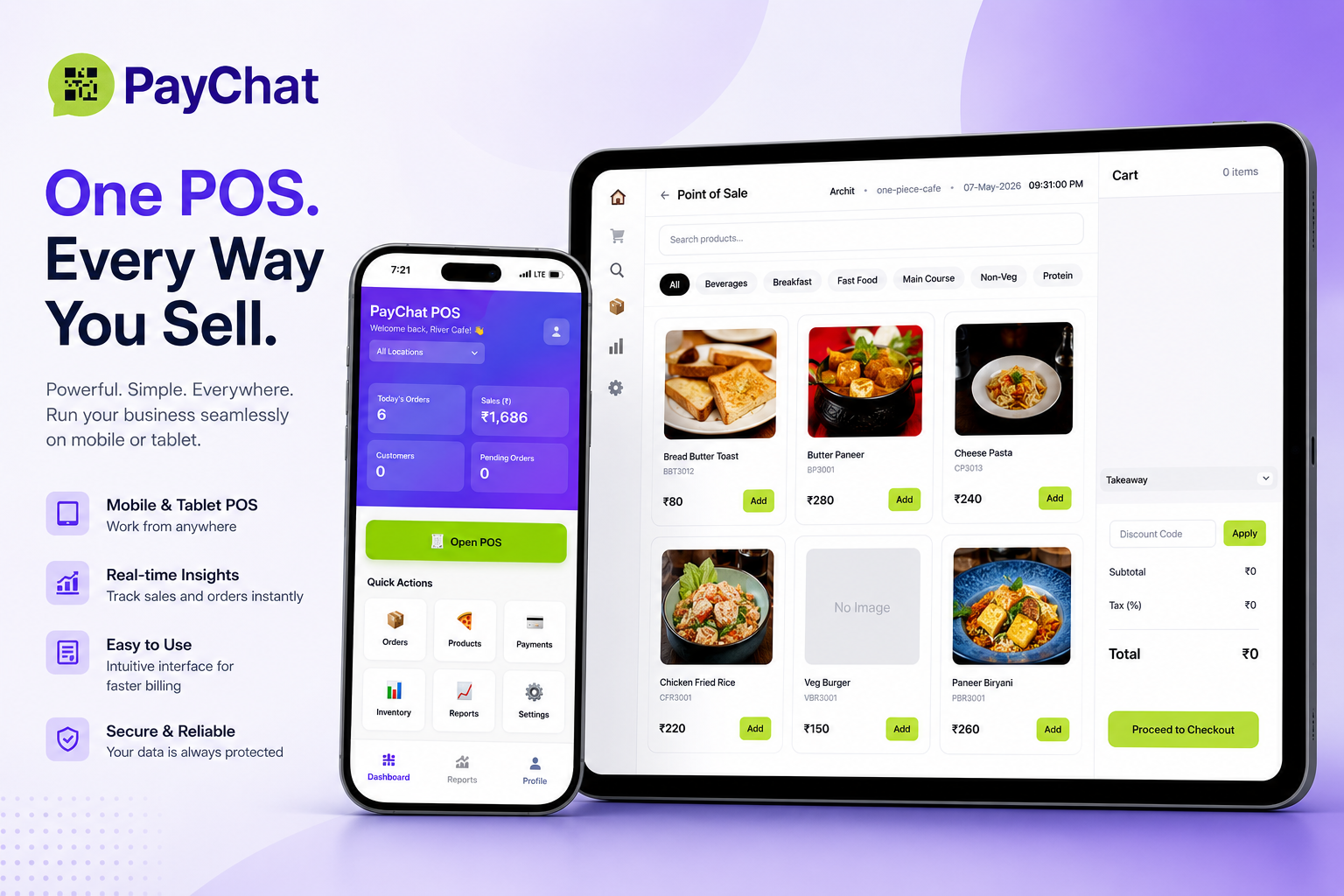PayChat POS dashboard screen